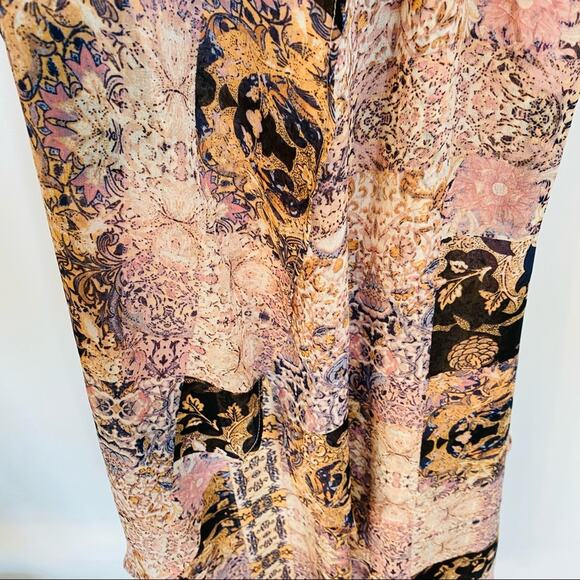 BCBG GENERATION Pink Cream Patchwork Paisley Print Ruffle Tank Mini Dress XXS - Picture 4 of 8